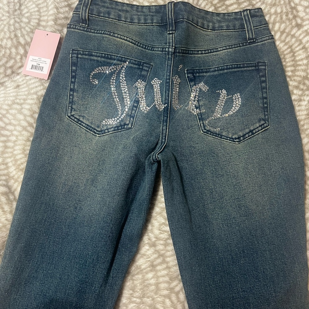 Juicy Couture Blue Straight Leg Jeans with Gothic Back Design